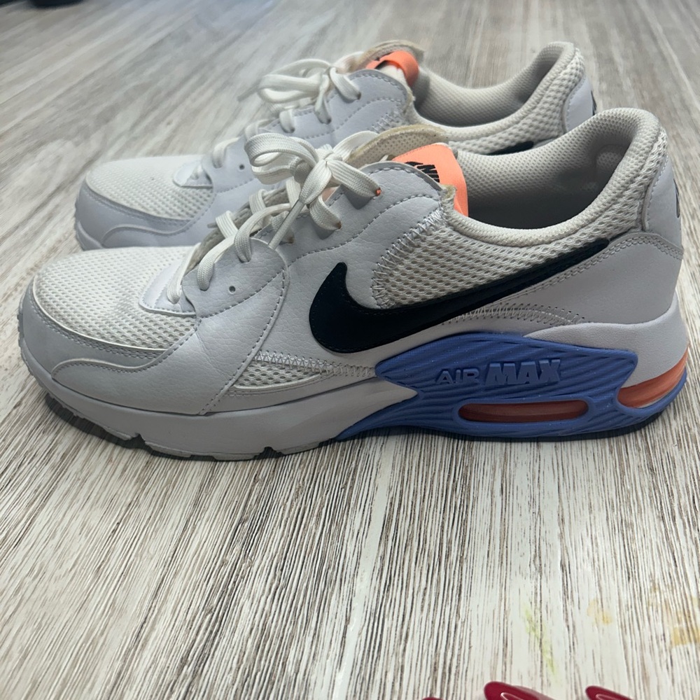 Nike Air Max White and Black Sneakers with Orange and Blue Accents